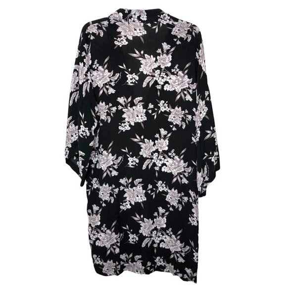 Spiritual GANGSTER - Black & Taupe Floral Tie Front Kimono - ONE SIZE - Picture 2 of 6